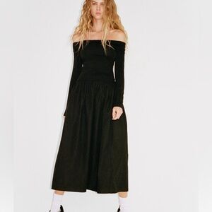 NWOT Zara MIXED OFF THE SHOULDER DRESS Size L